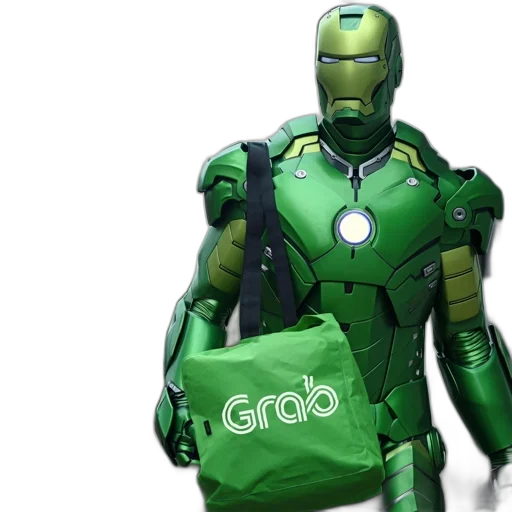 robot, 3d render, concept art, green transparent PNG cut-out