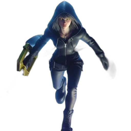 jacket, weapon, robot, staff transparent PNG cut-out