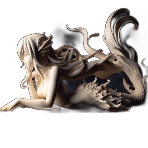 dragon, hair, creature, mask transparent PNG cut-out