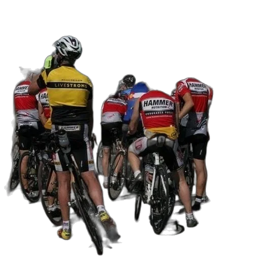 group, cyclists, waiting, red transparent PNG cut-out
