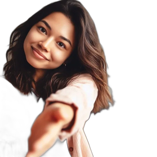 face, hair, staff, photorealistic transparent PNG cut-out