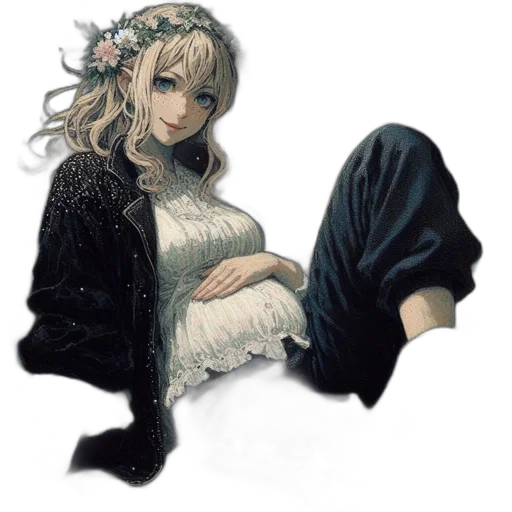 dress, flower, crown, weapon transparent PNG cut-out