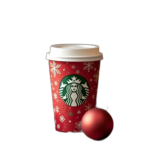3d render, photorealistic, starbucks, holidays transparent PNG cut-out