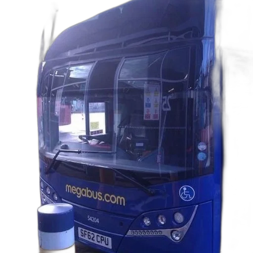 staff, photorealistic, megabus, parked transparent PNG cut-out