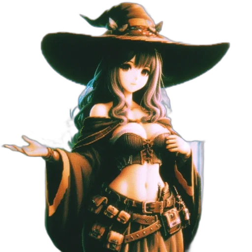 hat, staff, weapon, dress transparent PNG cut-out