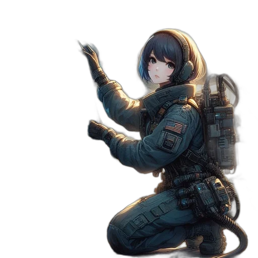 staff, weapon, jacket, robot transparent PNG cut-out