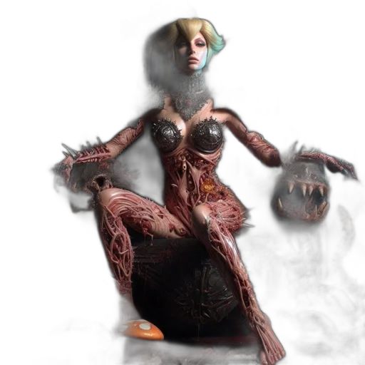 dress, creature, mask, staff transparent PNG cut-out
