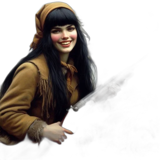staff, jacket, face, weapon transparent PNG cut-out