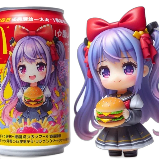 food, bottle, 3d render, vaporwave transparent PNG cut-out