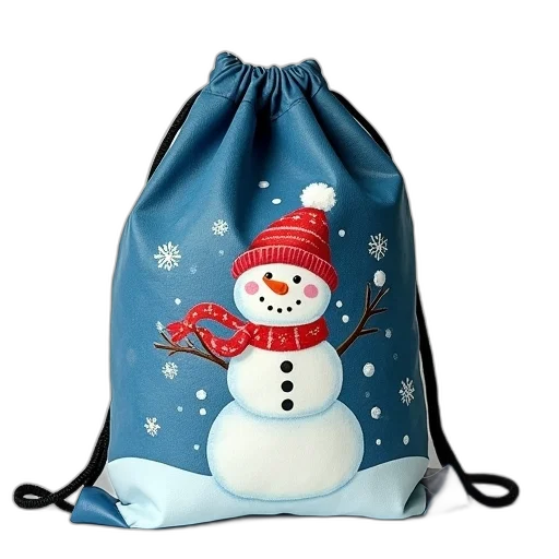snow, snowman, print, drawstring transparent PNG cut-out