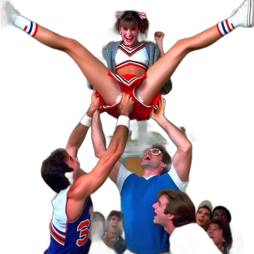 staff, cheerleader, lifted, two transparent PNG cut-out