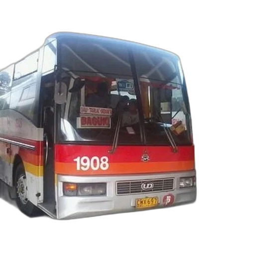 red, orange, bus, number transparent PNG cut-out