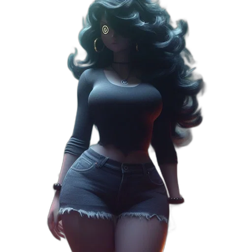 dress, hair, jacket, 3d render transparent PNG cut-out