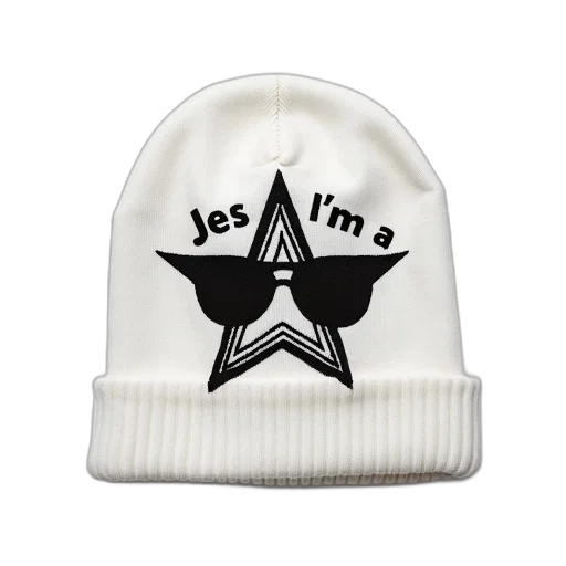 hat, white, beanie, black transparent PNG cut-out