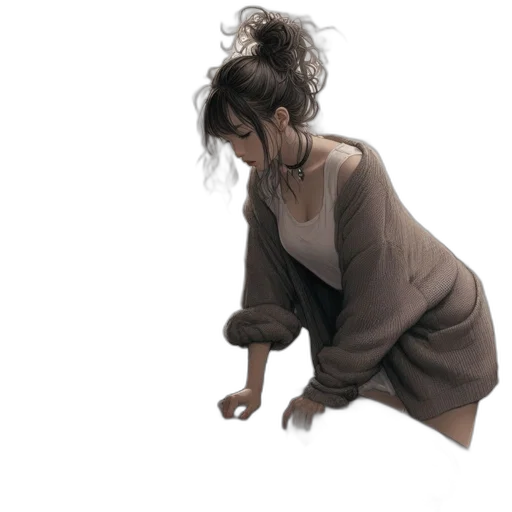dress, hair, creature, concept art transparent PNG cut-out