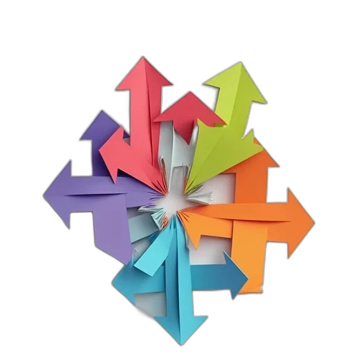 3d render, colorful, arrows, infogras transparent PNG cut-out
