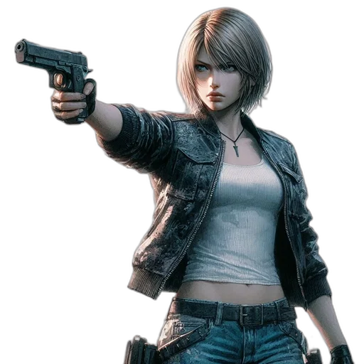 jacket, weapon, concept art, cyberpunk transparent PNG cut-out