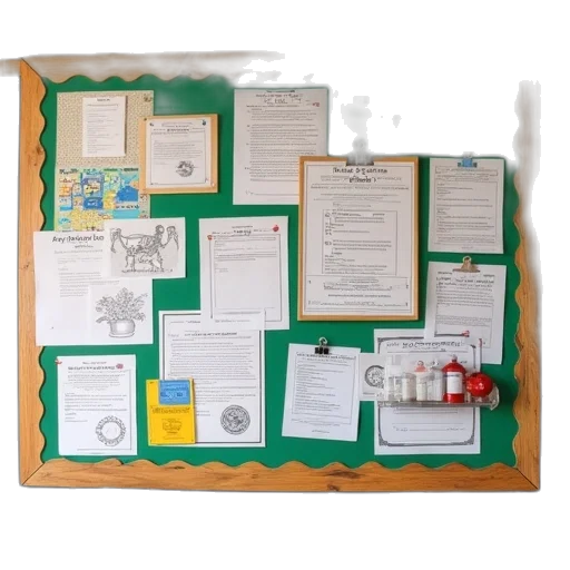 school, room, bulletin, board transparent PNG cut-out