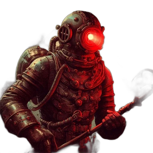 robot, mask, staff, creature transparent PNG cut-out