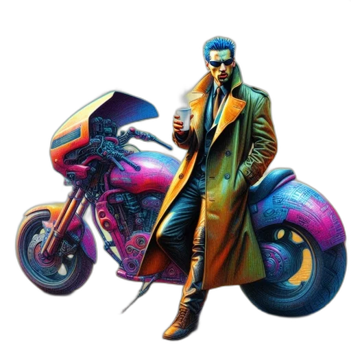 jacket, cyberpunk, concept art, comic book art transparent PNG cut-out