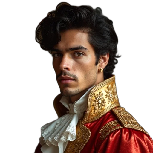crown, face, jacket, staff transparent PNG cut-out