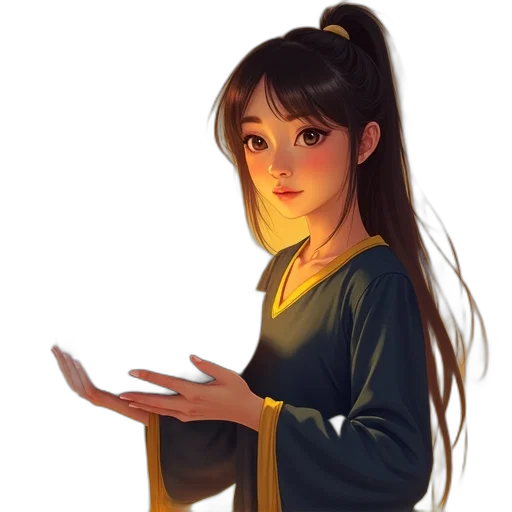 staff, face, dress, dragon transparent PNG cut-out