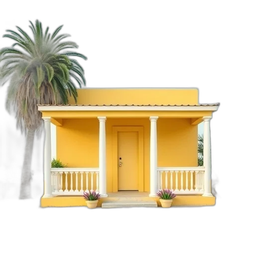 building, furniture, umbrella, 3d render transparent PNG cut-out
