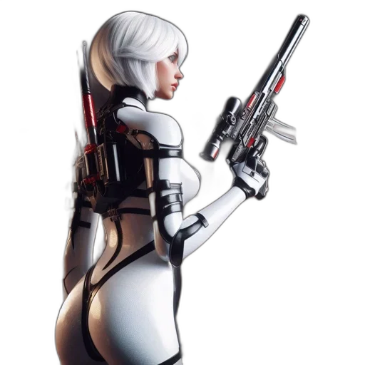 robot, weapon, concept art, cyberpunk transparent PNG cut-out