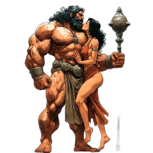 concept art, comic book art, fantasy art, muscular transparent PNG cut-out