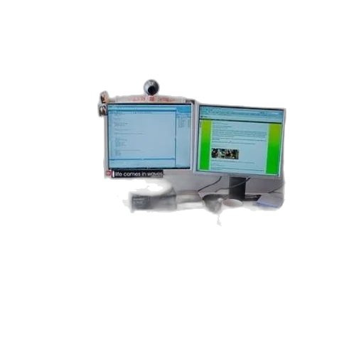 staff, robot, workspace, two transparent PNG cut-out