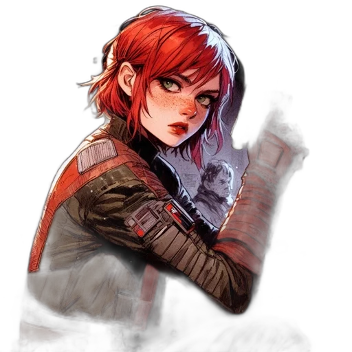 jacket, staff, weapon, face transparent PNG cut-out