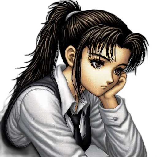 face, hair, staff, photorealistic transparent PNG cut-out