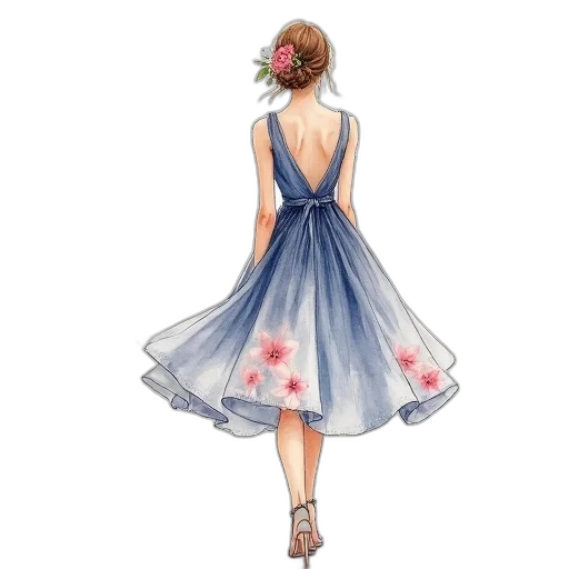 dress, watercolor, concept art, photorealistic transparent PNG cut-out
