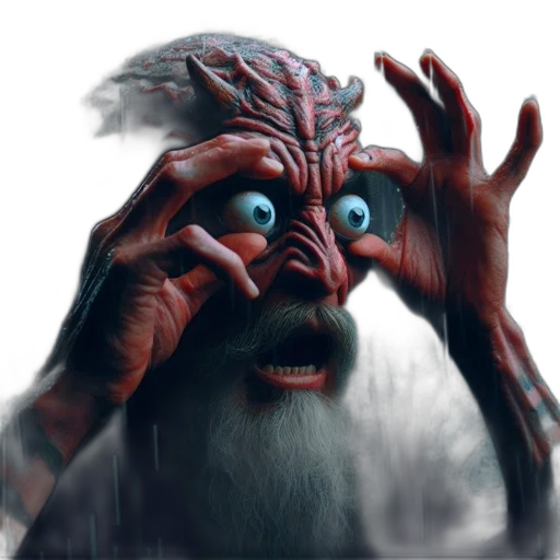 creature, mask, face, staff transparent PNG cut-out