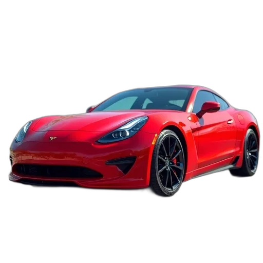 car, 3d render, photorealistic, red transparent PNG cut-out