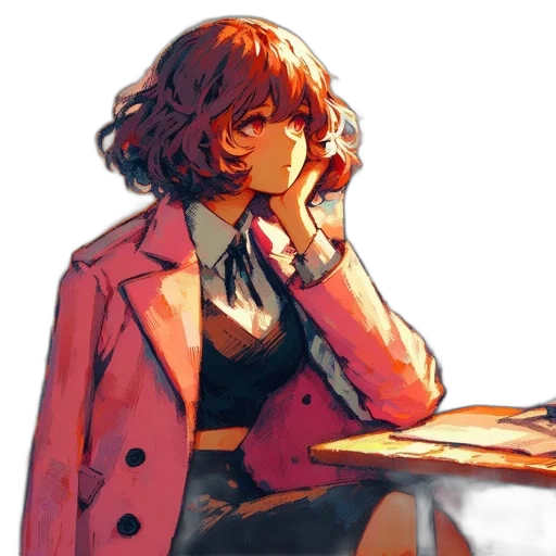 jacket, dress, face, staff transparent PNG cut-out