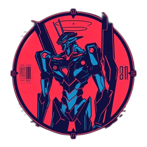 robot, weapon, concept art, vaporwave transparent PNG cut-out