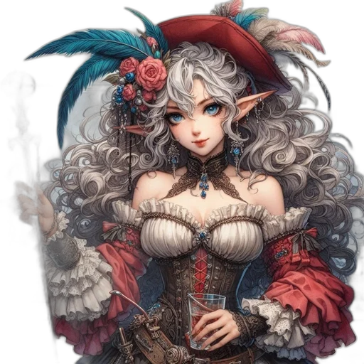 dress, crown, hat, staff transparent PNG cut-out