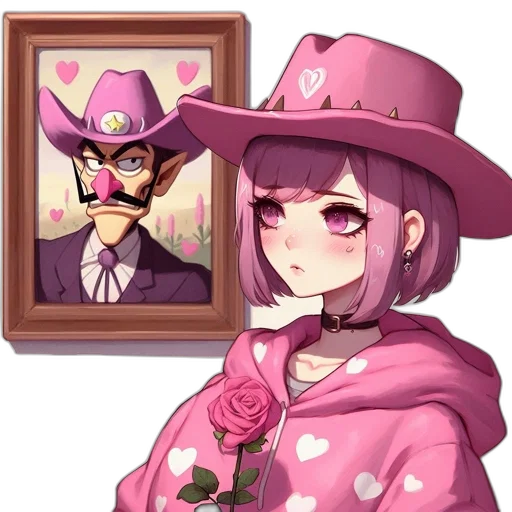 hat, flower, face, staff transparent PNG cut-out