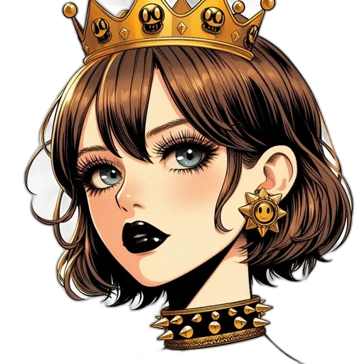 crown, jewelry, staff, face transparent PNG cut-out
