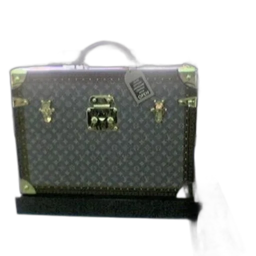 3d render, large, vintage-style, suitcase transparent PNG cut-out