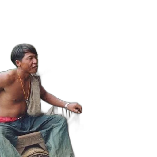 man, sits, wooden, bench transparent PNG cut-out