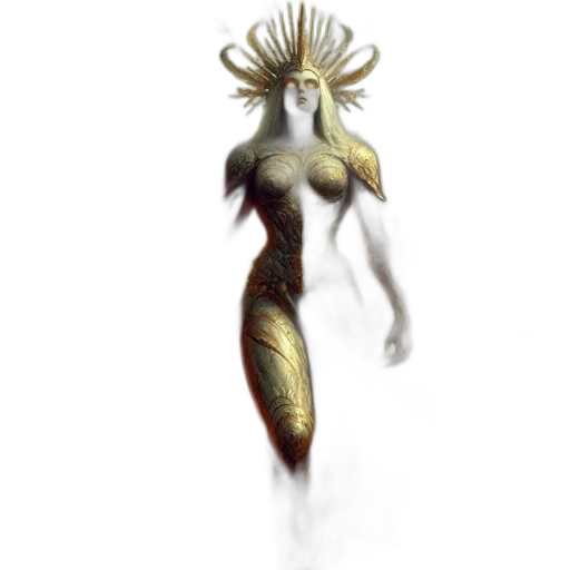 creature, dress, staff, jewelry transparent PNG cut-out