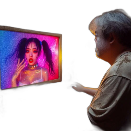 face, concept art, photorealistic, vaporwave transparent PNG cut-out