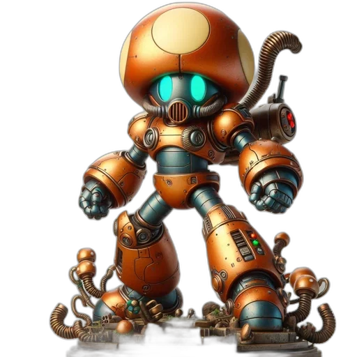 robot, concept art, 3d render, pixel art transparent PNG cut-out