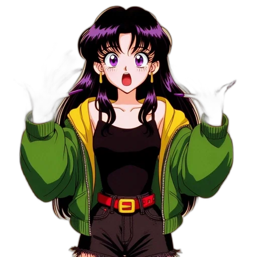 jacket, staff, anime, vaporwave transparent PNG cut-out