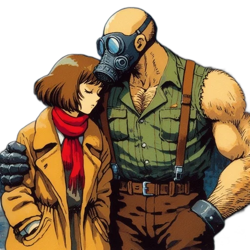 jacket, mask, comic book art, concept art transparent PNG cut-out