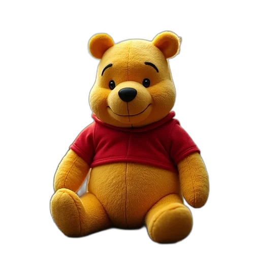3d render, winnie, pooh, plush transparent PNG cut-out