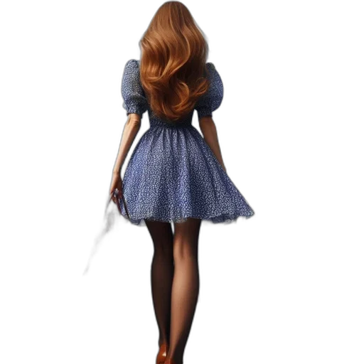 dress, hair, staff, shoes transparent PNG cut-out