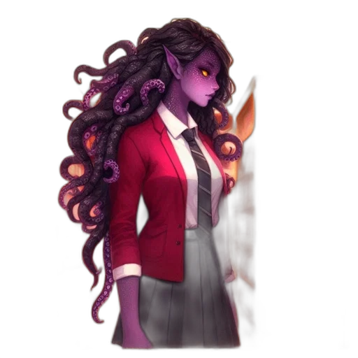 staff, jacket, dress, hair transparent PNG cut-out